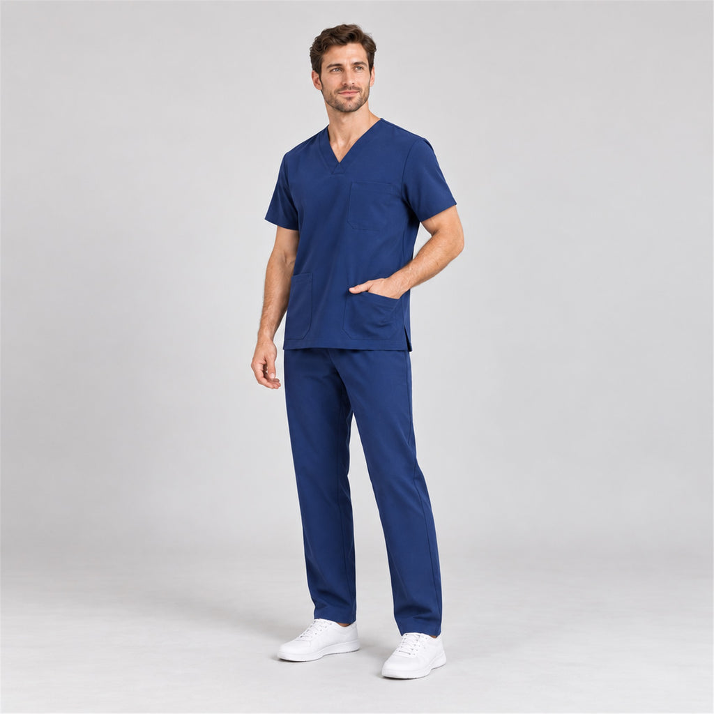 Men's V-Neck Scrub Set with Straight-Leg Pants | G&P