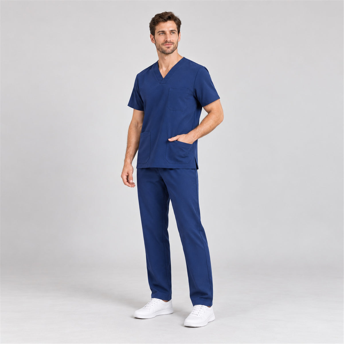 Men's V-Neck Scrub Set with Straight-Leg Pants | G&P