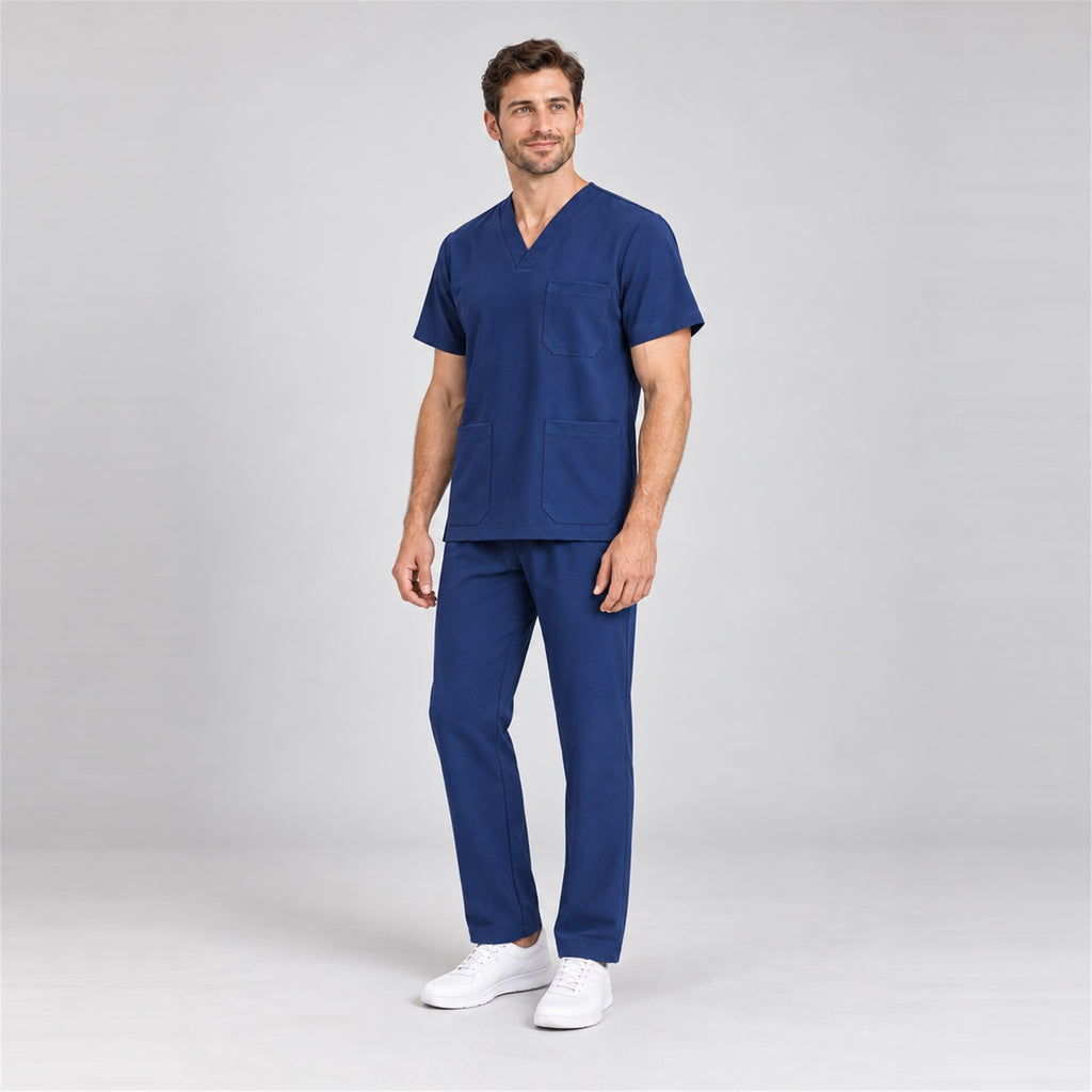 Men's V-Neck Scrub Set with Straight-Leg Pants | G&P