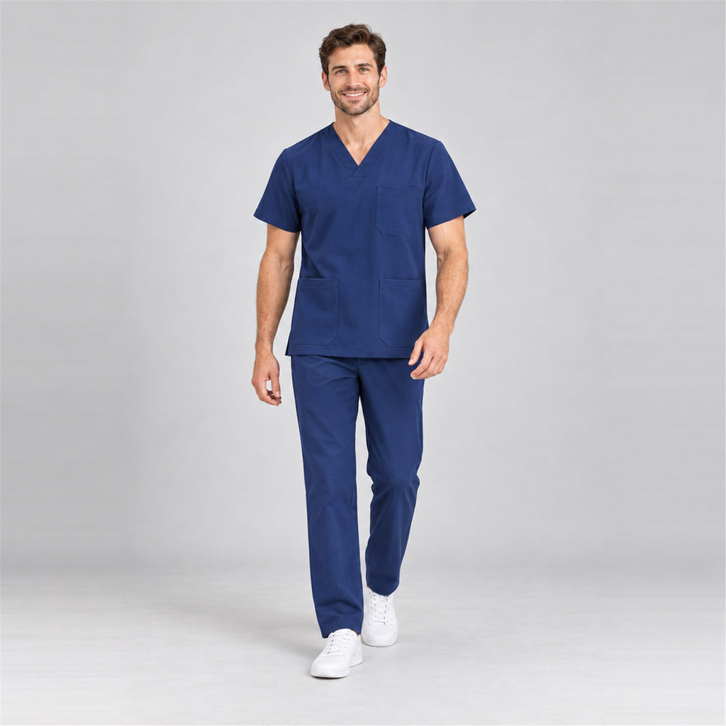 Men's V-Neck Scrub Set with Straight-Leg Pants | G&P