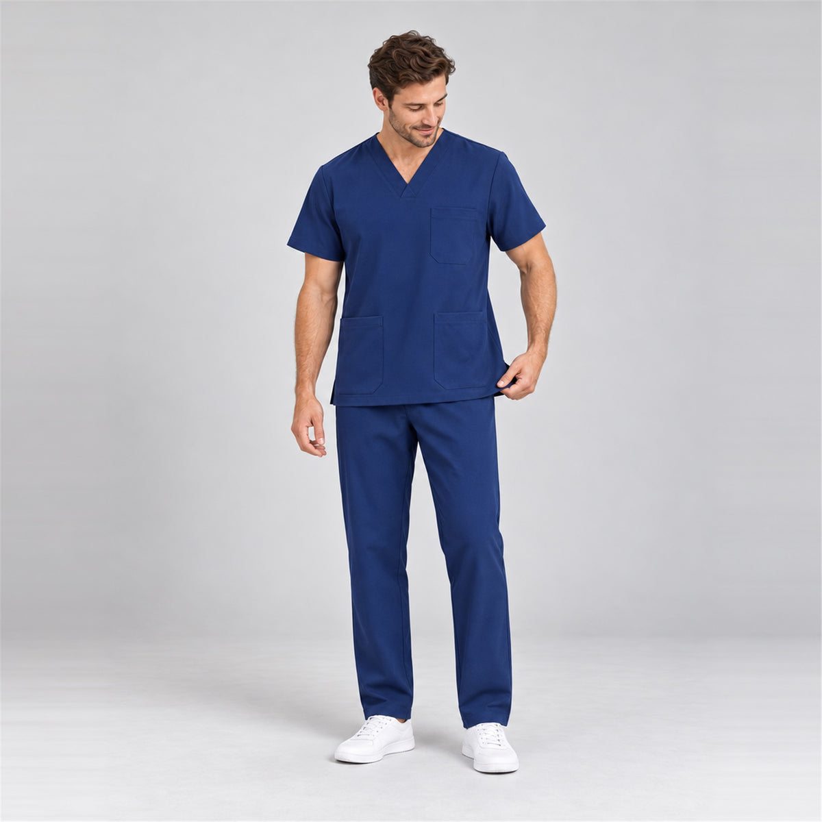 Men's V-Neck Scrub Set with Straight-Leg Pants | G&P