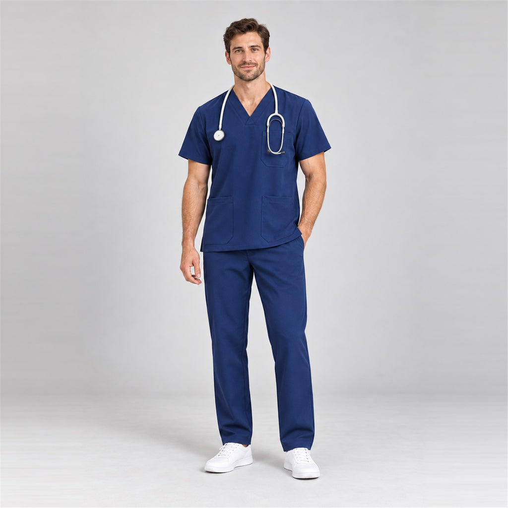 Men's V-Neck Scrub Set with Straight-Leg Pants | G&P