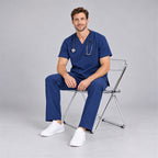 Men's V-Neck Scrub Set with Straight-Leg Pants | G&P