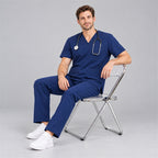 Men's V-Neck Scrub Set with Straight-Leg Pants | G&P