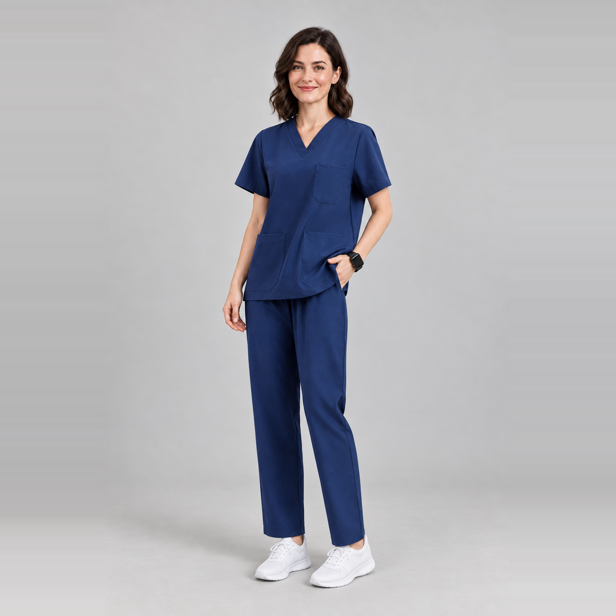 Women's V-Neck Stretch Scrub Top with 3 Pockets | G&P