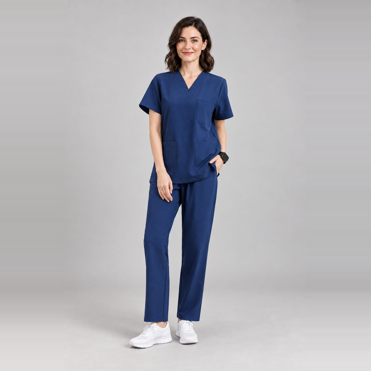 Women's V-Neck Stretch Scrub Top with 3 Pockets | G&P