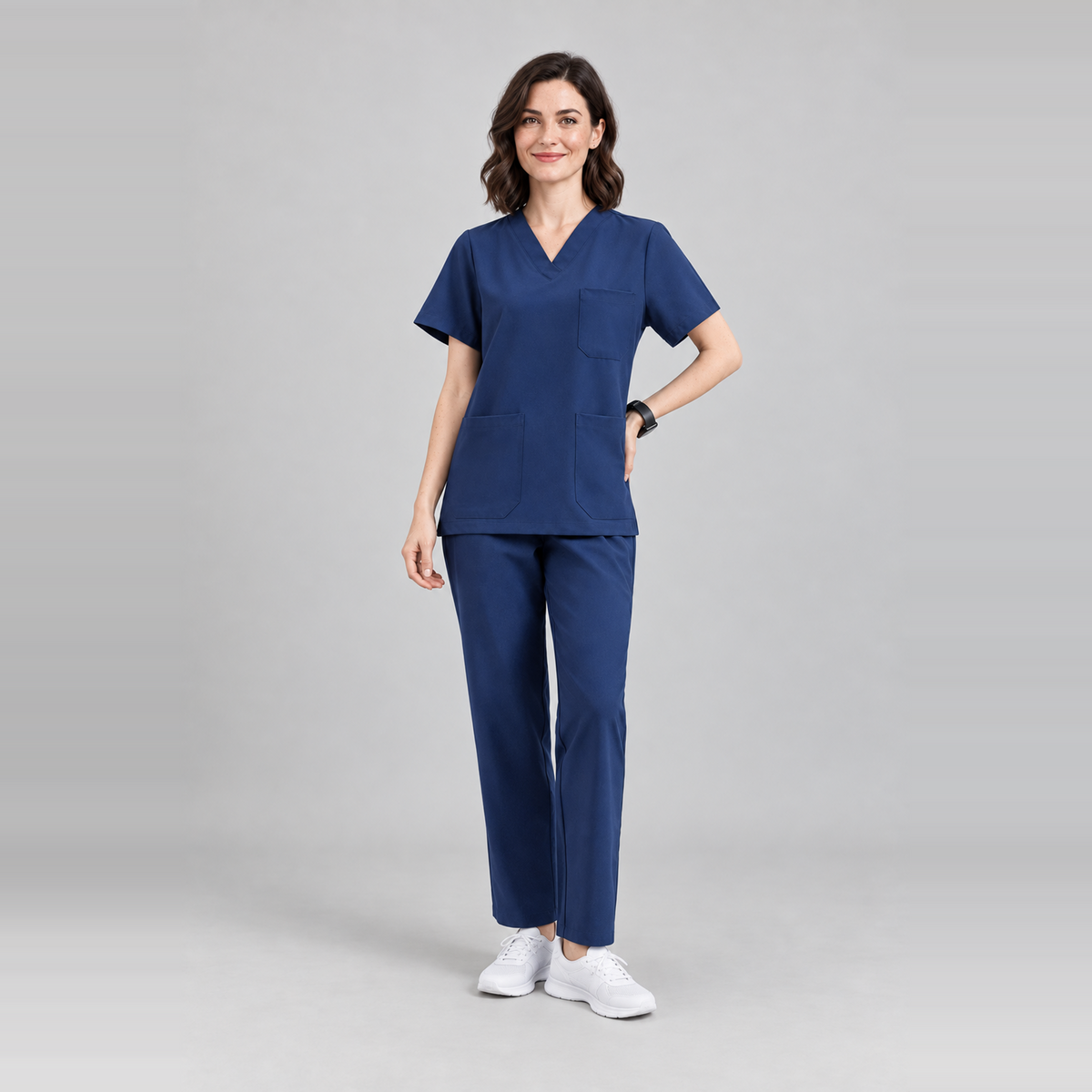 Women's V-Neck Stretch Scrub Top with 3 Pockets | G&P
