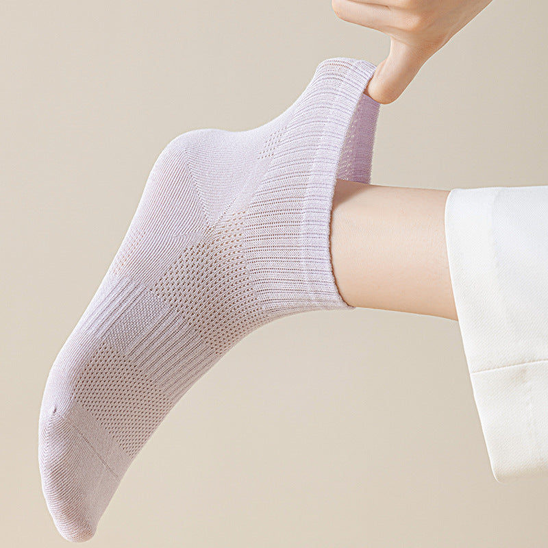 Women's Breathable Ankle Socks with Ribbed Cuff