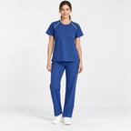 Women's Crew Neck Scrub Set with Contrast Piping | G&P