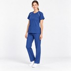 Women's Crew Neck Scrub Set with Contrast Piping | G&P