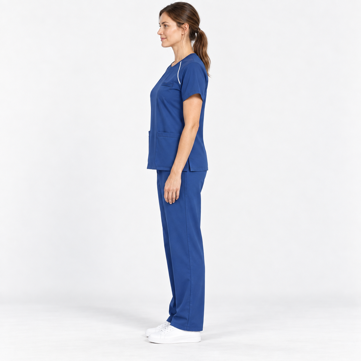 Women's Crew Neck Scrub Set with Contrast Piping | G&P
