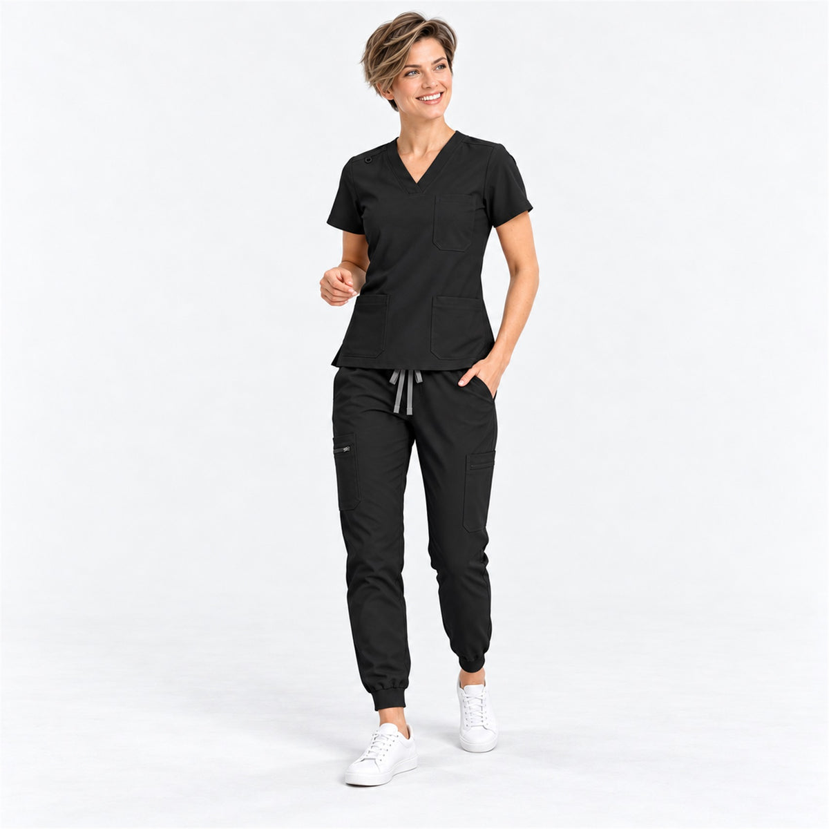 Women's V-Neck Cargo Jogger Scrub Set | G&P