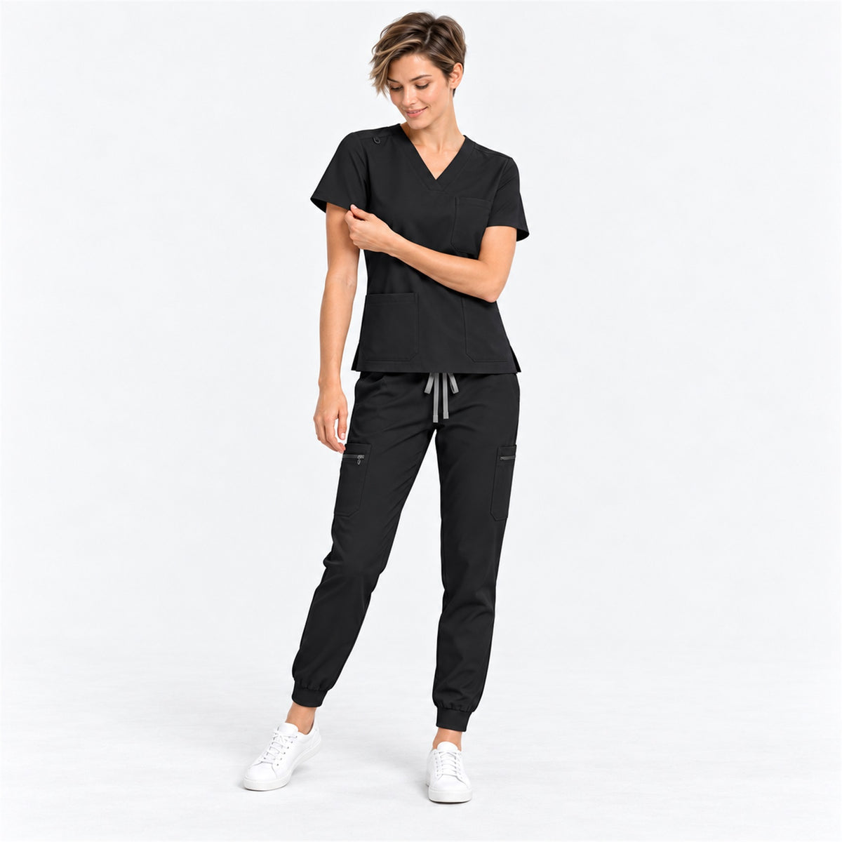 Women's V-Neck Cargo Jogger Scrub Set | G&P