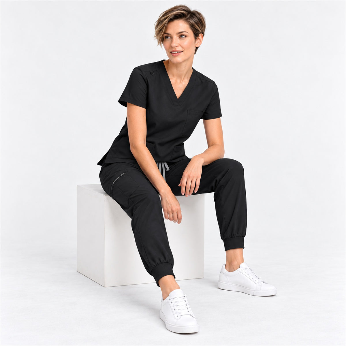 Women's V-Neck Cargo Jogger Scrub Set | G&P