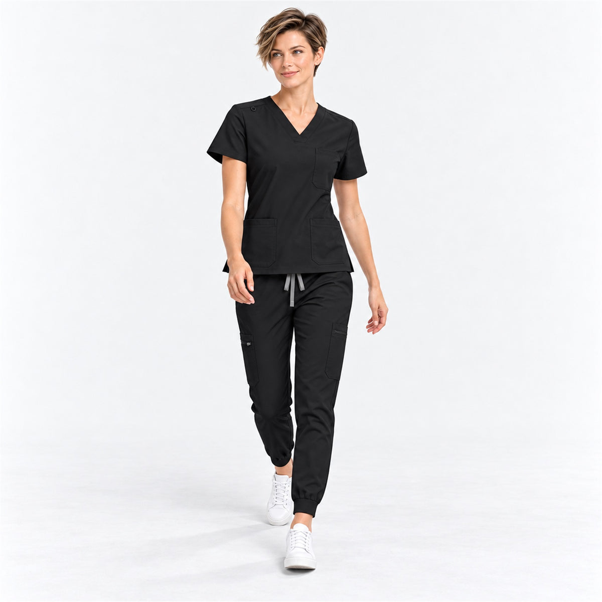 Women's V-Neck Cargo Jogger Scrub Set | G&P