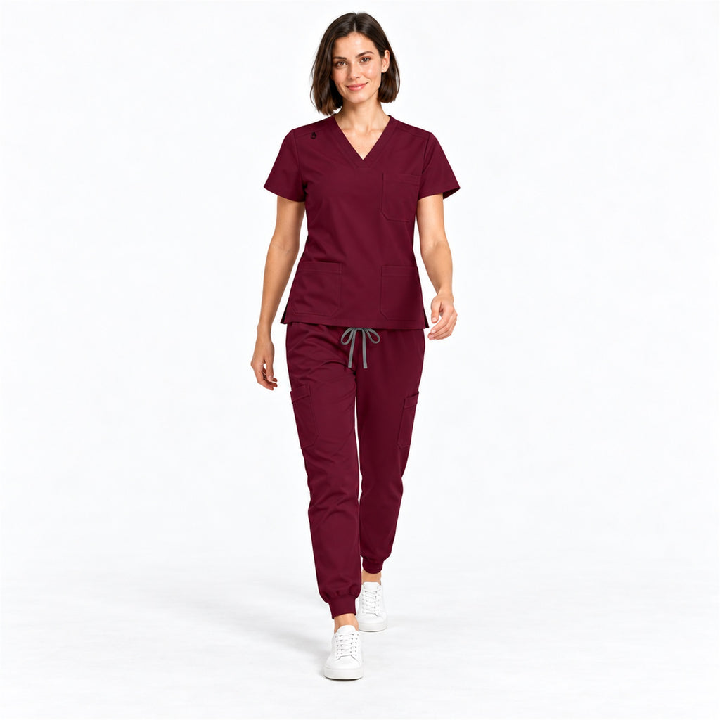 Women's V-Neck Cargo Jogger Scrub Set | G&P