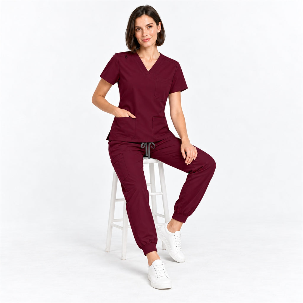 Women's V-Neck Cargo Jogger Scrub Set | G&P