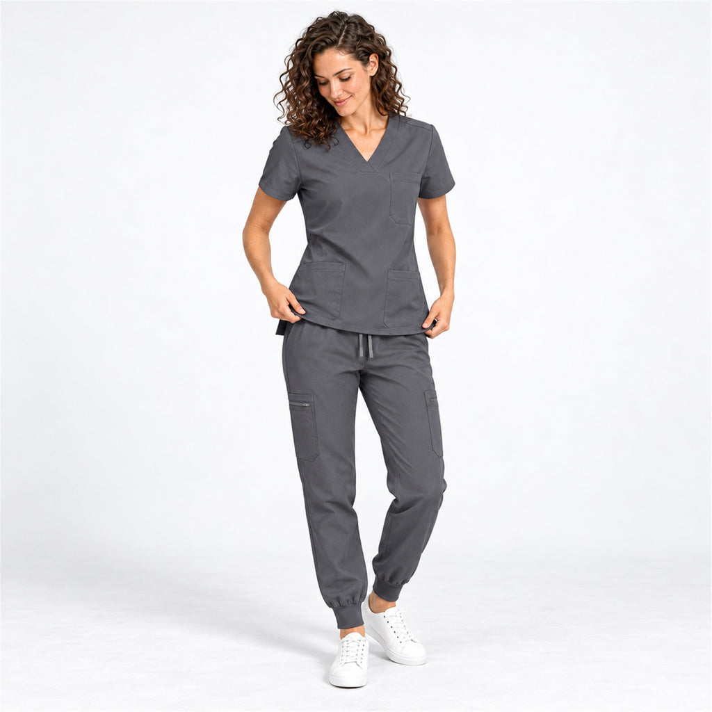 Women's V-Neck Cargo Jogger Scrub Set | G&P