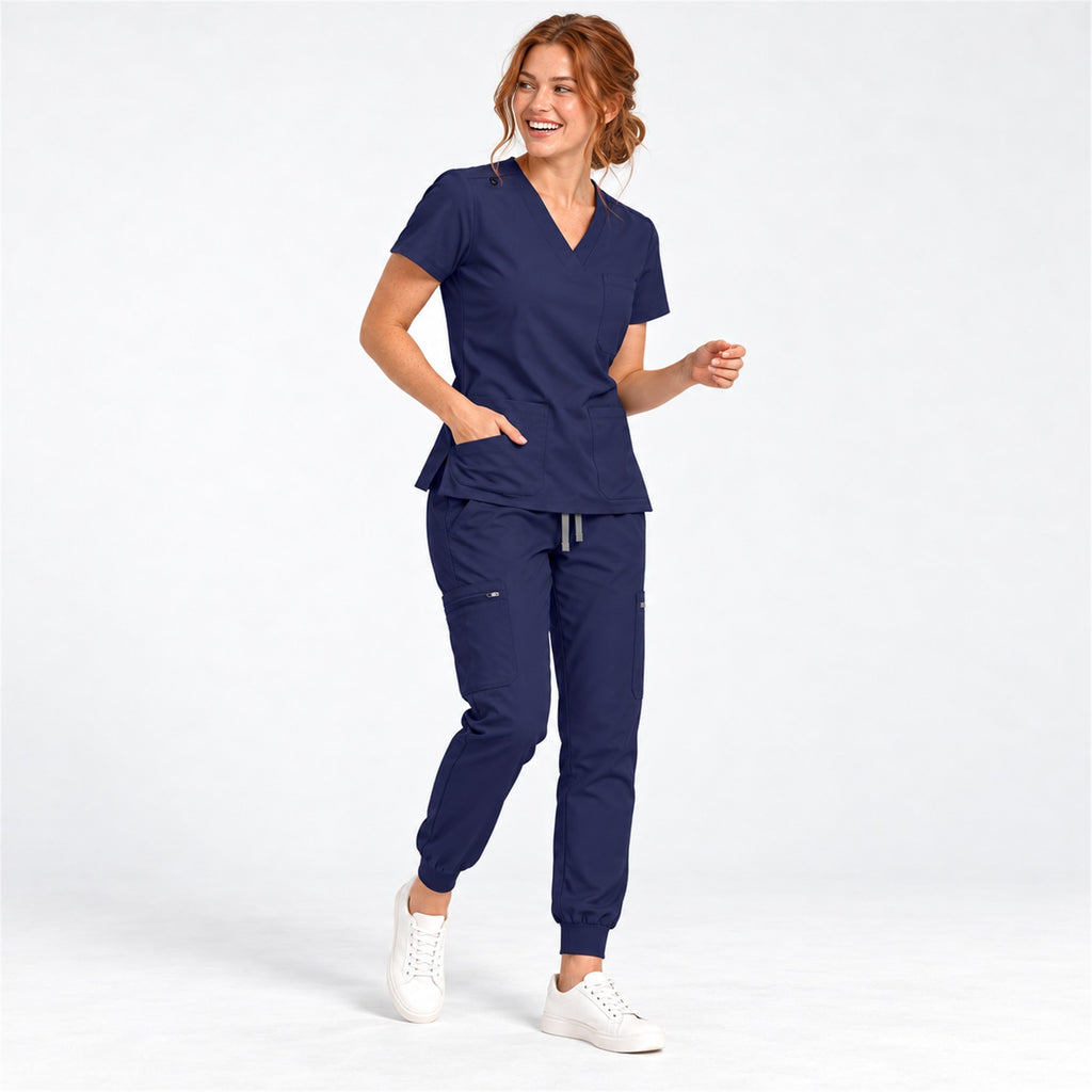 Women's V-Neck Cargo Jogger Scrub Set | G&P
