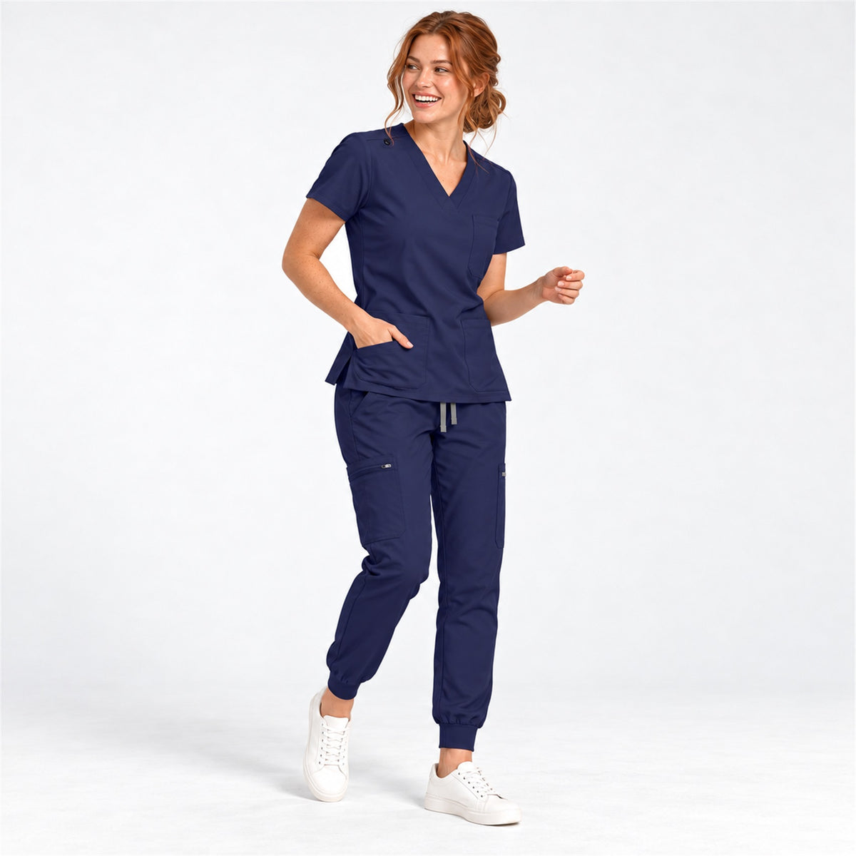 Women's V-Neck Cargo Jogger Scrub Set | G&P
