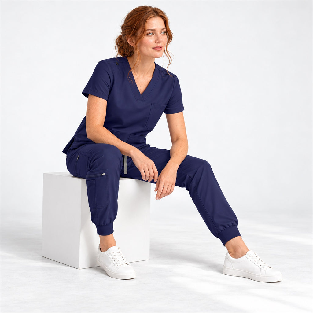 Women's V-Neck Cargo Jogger Scrub Set | G&P