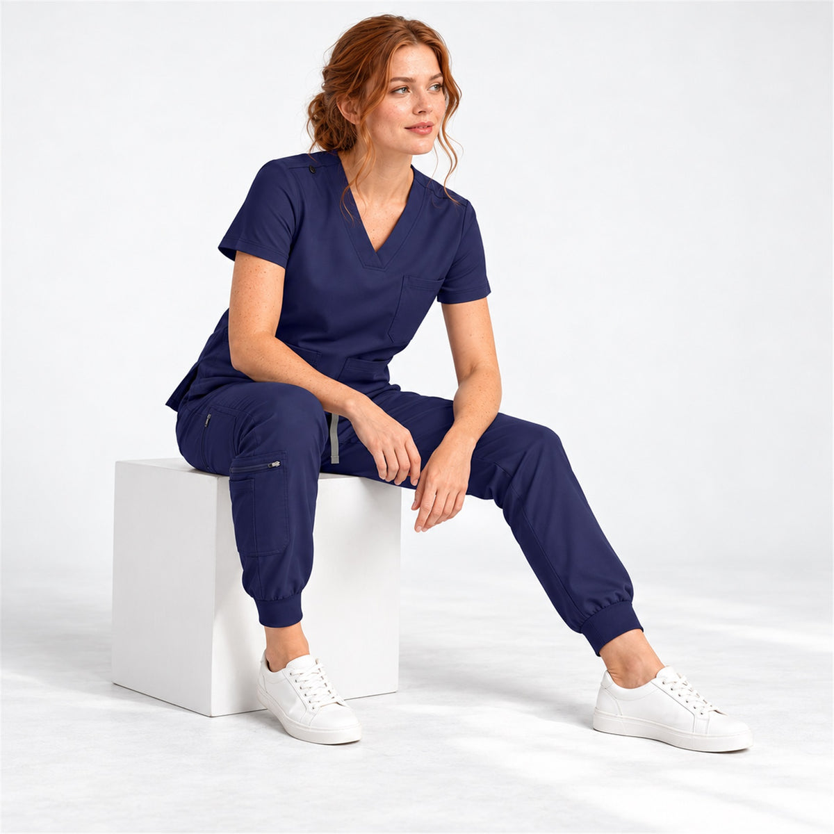 Women's V-Neck Cargo Jogger Scrub Set | G&P