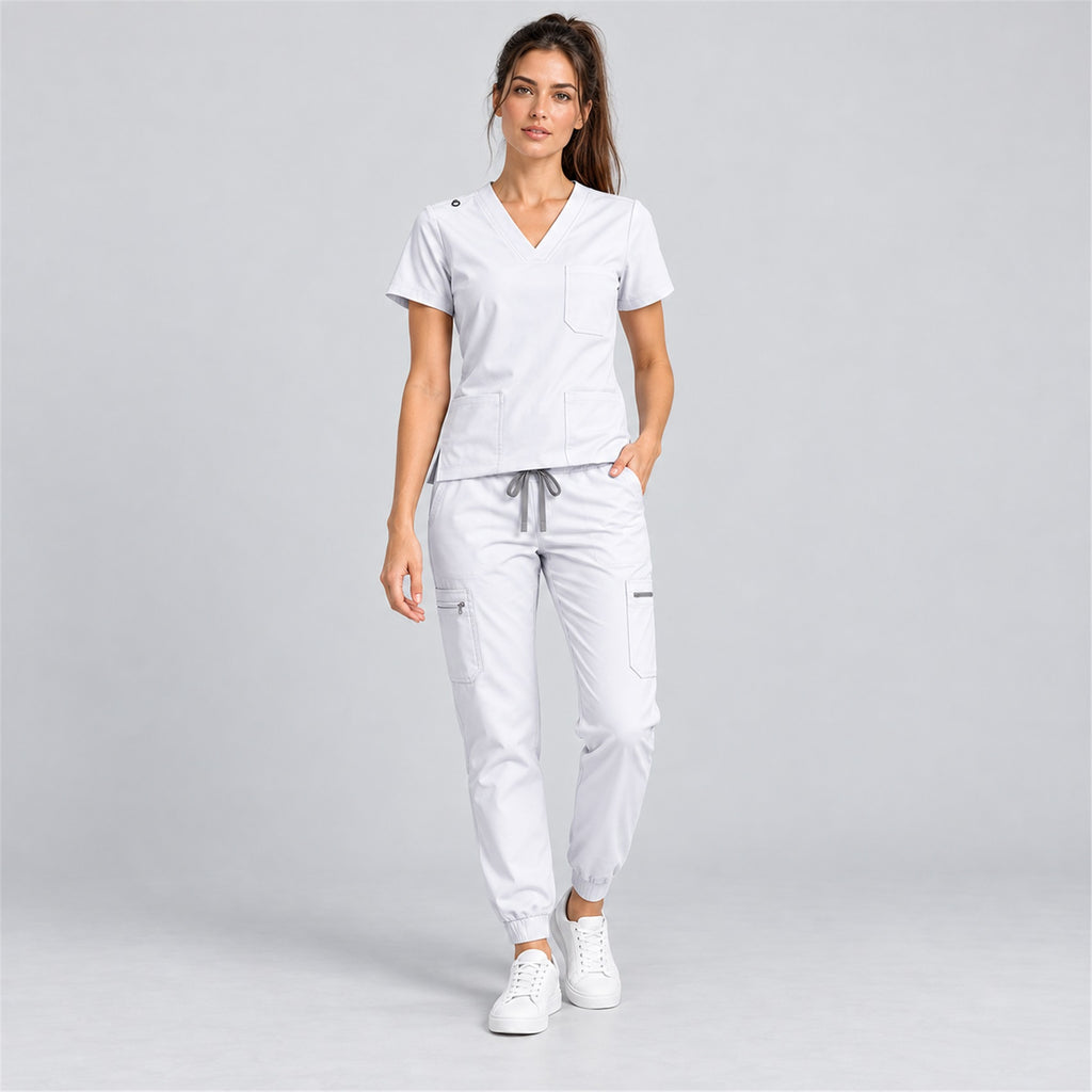 Women's V-Neck Cargo Jogger Scrub Set | G&P