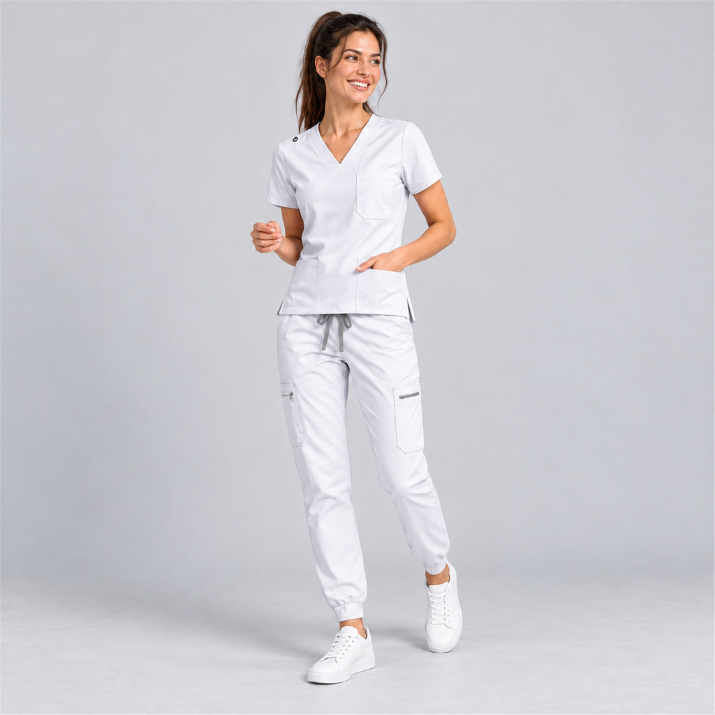 Women's V-Neck Cargo Jogger Scrub Set | G&P
