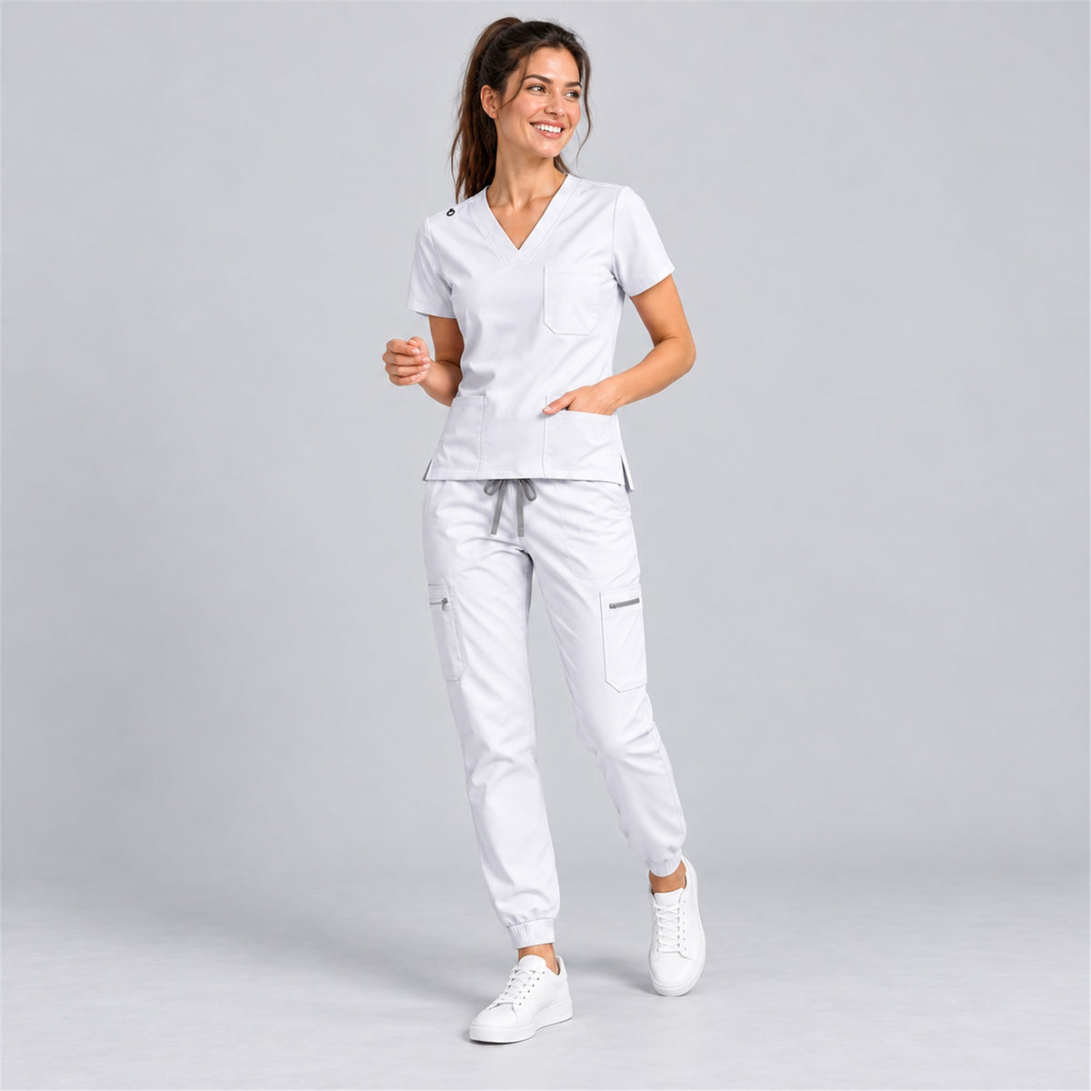 Women's V-Neck Cargo Jogger Scrub Set | G&P
