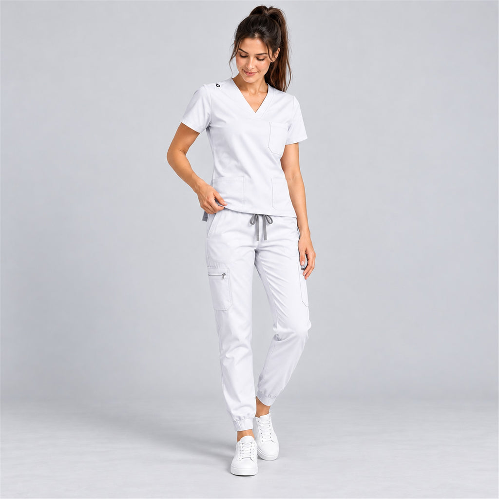 Women's V-Neck Cargo Jogger Scrub Set | G&P