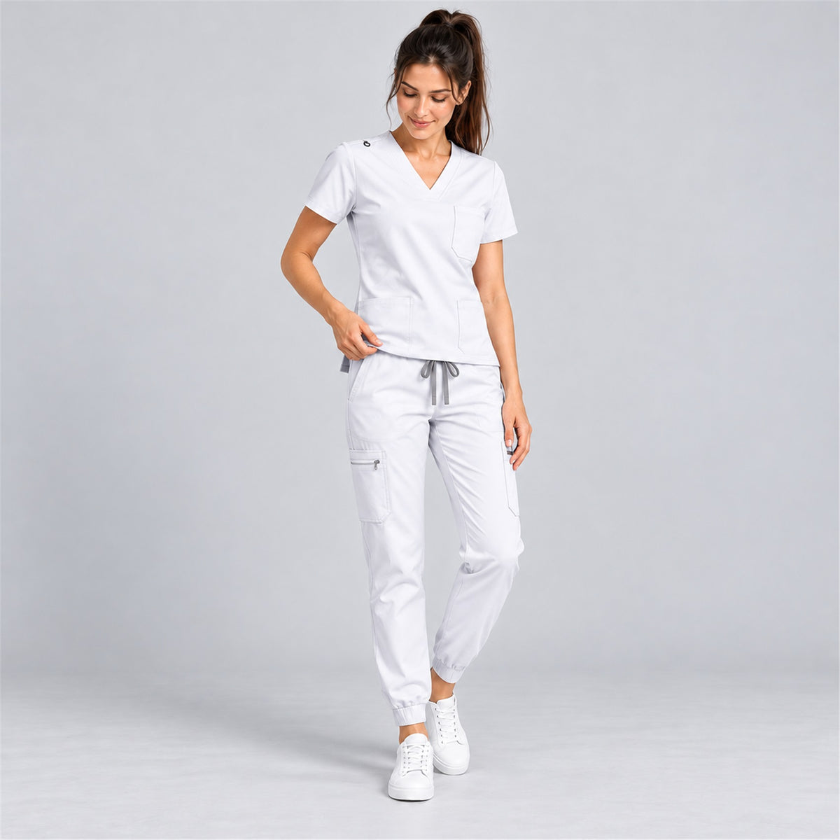Women's V-Neck Cargo Jogger Scrub Set | G&P