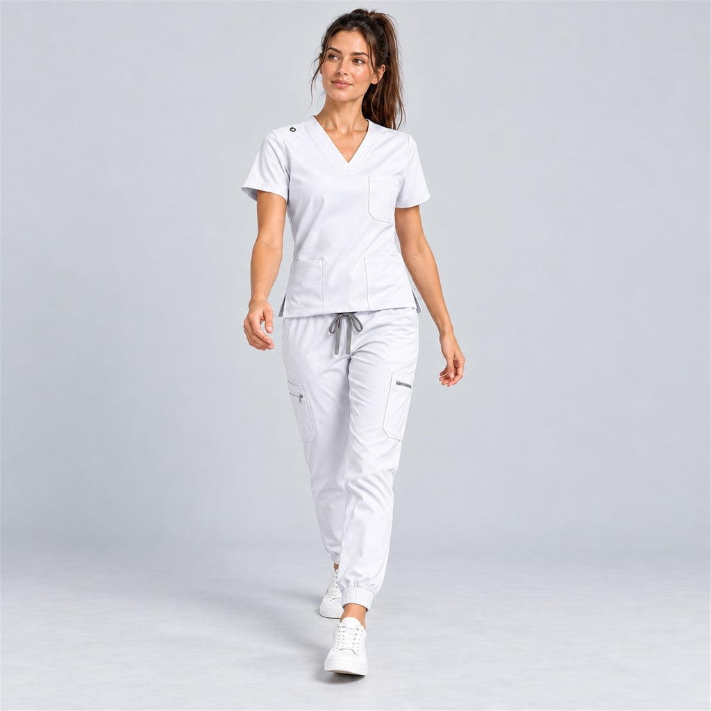 Women's V-Neck Cargo Jogger Scrub Set | G&P