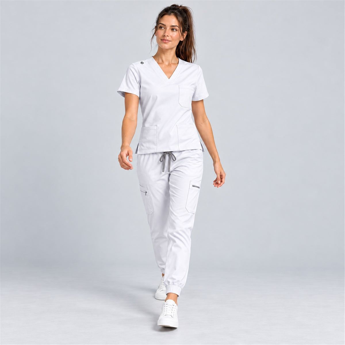 Women's V-Neck Cargo Jogger Scrub Set | G&P