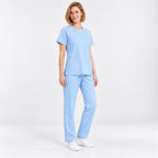 Women's Crew Neck Scrub Set with Contrast Piping | G&P