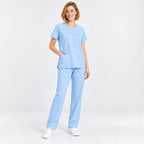 Women's Crew Neck Scrub Set with Contrast Piping | G&P