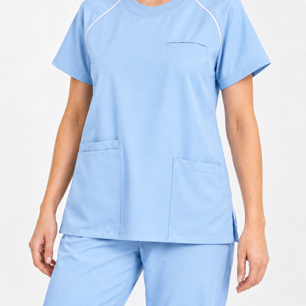 Women's Crew Neck Scrub Set with Contrast Piping | G&P