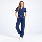 Women's Notch Neck Stretch Scrub Set with Cargo Pants | G&P
