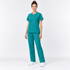 Women's Crew Neck Scrub Set with Contrast Piping | G&P
