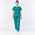 Women's Crew Neck Scrub Set with Contrast Piping | G&P