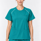 Women's Crew Neck Scrub Set with Contrast Piping | G&P