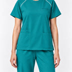 Women's Crew Neck Scrub Set with Contrast Piping | G&P