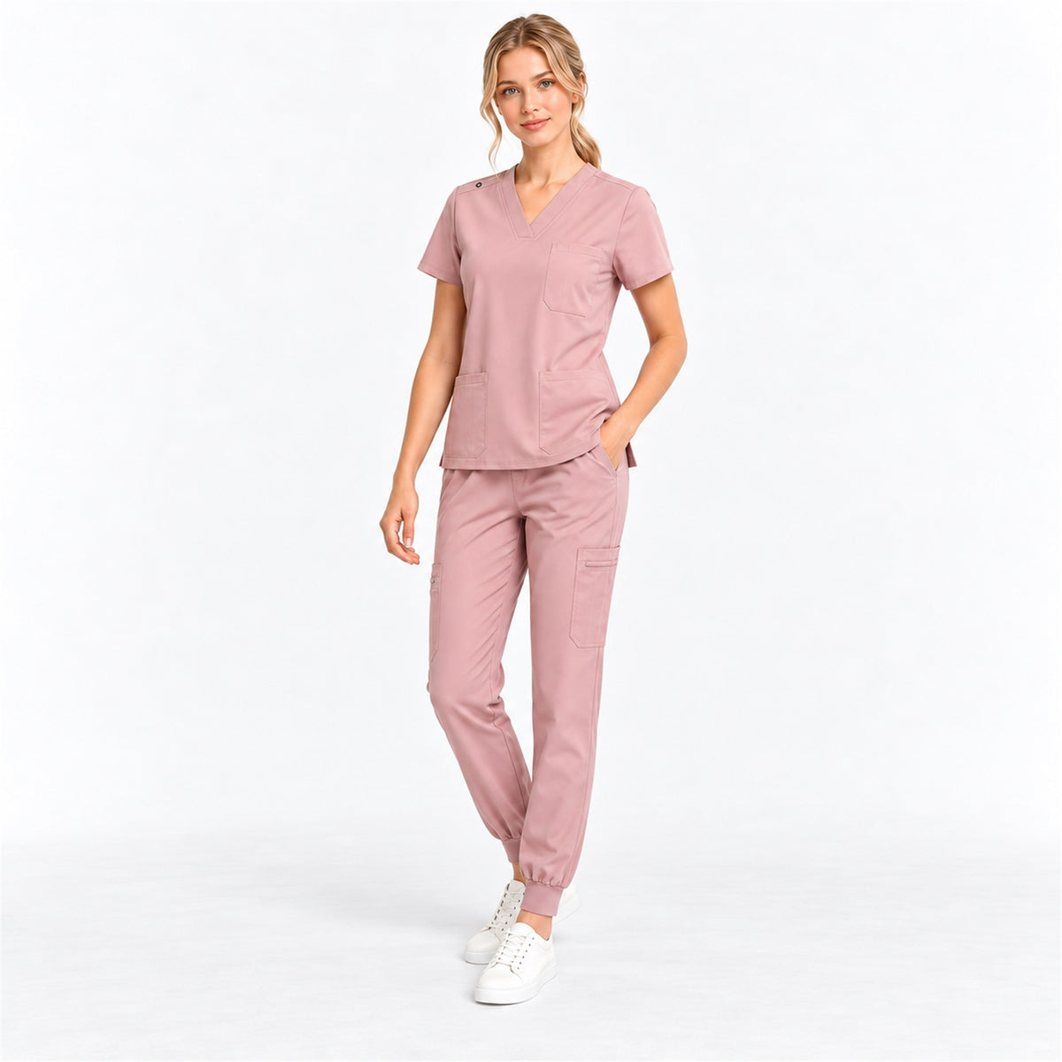 Women's V-Neck Cargo Jogger Scrub Set | G&P