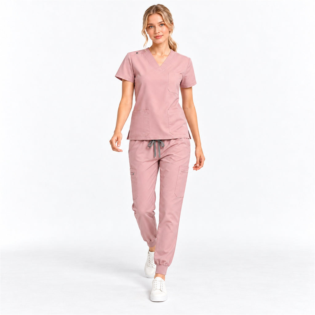 Women's V-Neck Cargo Jogger Scrub Set | G&P