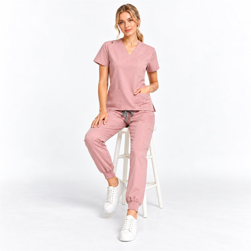 Women's V-Neck Cargo Jogger Scrub Set | G&P